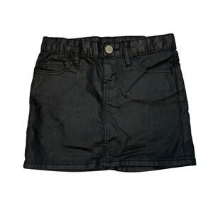 GapKids Girls Coated Black Denim Jean Skirt Size 6 Regular